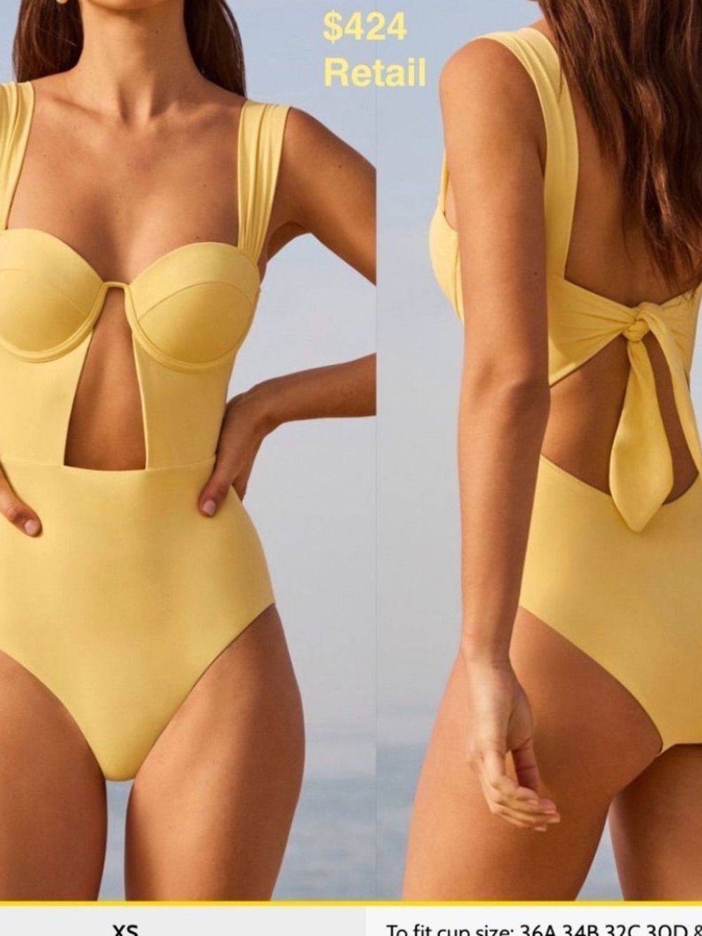 Arabella Yellow Textured One-Piece Swimsuit with Structured Cups